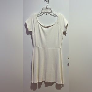 Aqua White Short Sleeve A Line Dress